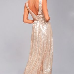 Lulus Lovely Matte Rose Gold Sequin Dress XL